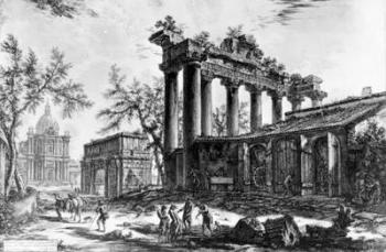 View of the Temple of Concord with the Arch of Septimius Severus and the Church of Santa Martina, from the 'Views of Rome' series, c.1760 (etching) | Obraz na stenu