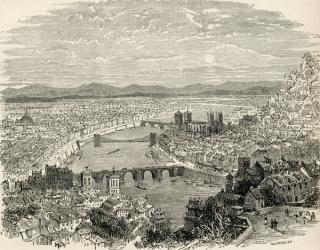 Lyon, France, in the 19th century, from 'French Pictures' by Rev. Samuel G. Green, published 1878 (litho) | Obraz na stenu