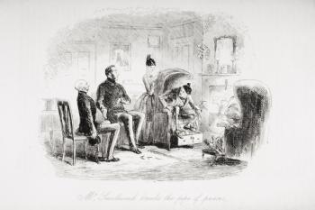 Mr. Smallweed breaks the Pipe of Peace, illustration from 'Bleak House' by Charles Dickens (1812-70) published 1853 (litho) | Obraz na stenu