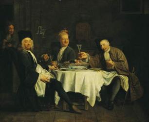 The Poet Alexis Piron (1689-1773) at the Table with his Friends, Jean Joseph Vade (1720-57) and Charles Colle (1709-83) (oil on canvas) | Obraz na stenu