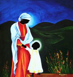 Madonna and child - First steps, 2008 (acrylic on wood) | Obraz na stenu