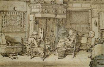 Dutch interior, 1617 (pen, ink and brush on paper) | Obraz na stenu