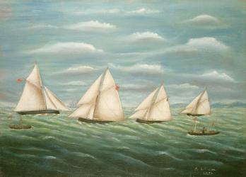 Regatta off the Long Sand Lightship, Primitive School, 19th century | Obraz na stenu