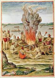Admiranta Narratio, the Celebration of a Victory around a Fire (page 79, plate 17), 1585-88 (colour engraving) | Obraz na stenu