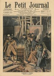 Winter in Paris, around the brazier, illustration from 'Le Petit Journal', supplement illustre, 17rd February 1907 (colour litho) | Obraz na stenu