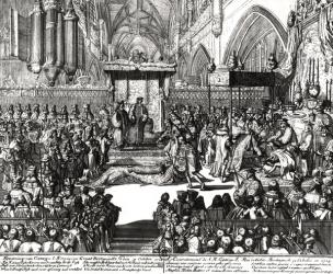 The Coronation of King George I (1660-1727) at Westminster Abbey, 31st October 1714 (engraving) (b/w photo) | Obraz na stenu