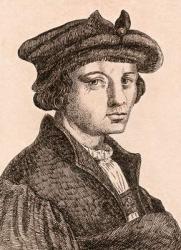 Lucas van Leyden, illustration from '75 Portraits Of Celebrated Painters From Authentic Originals', published in London, 1817 (engraving) | Obraz na stenu