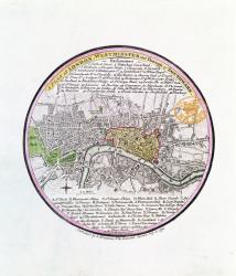 A Plan of London, Westminster and Borough of Southwark, 1793 (hand-coloured engraving) | Obraz na stenu