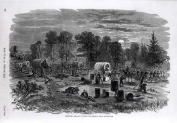Blenker's Brigade Covering the Retreat Near Centreville, July 1861, from 'Harper's Pictorial History of the Civil War', 1861 (engraving) (b&w photo) | Obraz na stenu
