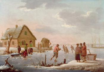 Figures Skating in a Winter Landscape (panel) | Obraz na stenu