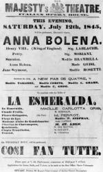 Playbill for Her Majesty's Theatre, Italian Opera House, 1845 (printed paper) | Obraz na stenu