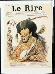 Tz'U-Hsi (1835-1908) Empress Dowager of China, front cover of 'Le Rire', 14th July 1900 (coloured engraving) | Obraz na stenu