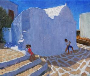 Cricket by the church wall,Mykonos ( oil on canvas) | Obraz na stenu