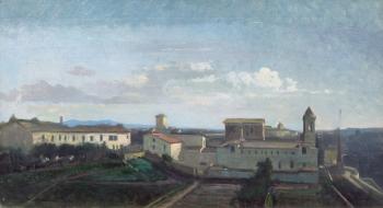 Rome, The Church of Trinità dei Monti (oil on canvas) | Obraz na stenu