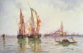 Fishing boats near San Giorgio Maggiore, Venice | Obraz na stenu