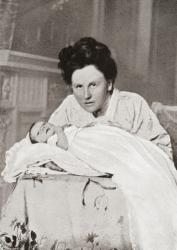 Wilhelmina of the Netherlands with her newly born daughter Princess Juliana. Wilhelmina Helena Pauline Maria, 1880 –1962. Queen regnant of the Kingdom of the Netherlands. From The Wonderful Year 1909 | Obraz na stenu