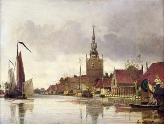 View of Overschie near Rotterdam, 1856 (oil on canvas) | Obraz na stenu