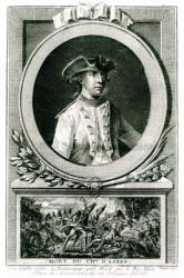 Portrait of Louis, chevalier d'Assas (1733-1760), and his death at Clostercamp in 1760 (engraving) (b/w photo) | Obraz na stenu