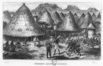 David Livingstone welcomed in a village in the Great Lakes region of Central Africa, 1874 (engraving) | Obraz na stenu