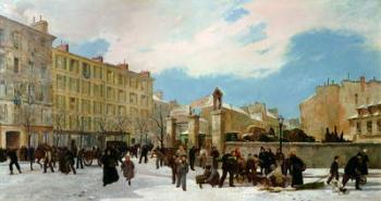Siege of Paris. A Yard for Firewood, Boulevard de Montparnasse, January 1871 (oil on canvas) | Obraz na stenu