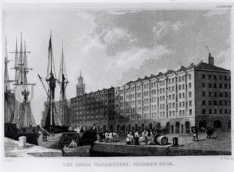 The Goree Warehouse, George's Dock, Liverpool, engraved by H. Wallis, c.1830 (engraving) (b&w photo) | Obraz na stenu