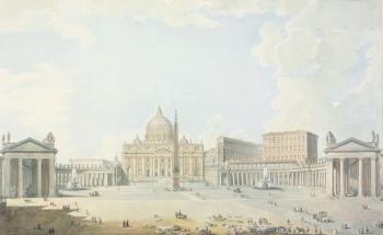 St. Peter's, the Basilica and the Piazza (w/c over etched outline) | Obraz na stenu