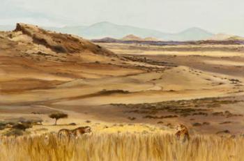 Cheetah pair hunting, 2013 (oil on canvas) | Obraz na stenu