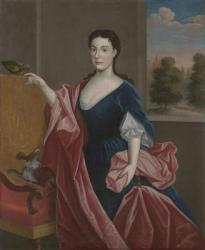 A Hudson Valley Lady with Dog and Parrot, c.1720-30 (oil on canvas) | Obraz na stenu