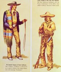 A Mexican 'Vaquero' and an American Cowboy (colour litho) | Obraz na stenu