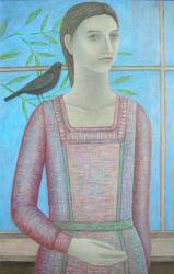 A Woman and a Blackbird are One, 2012, oil on panel | Obraz na stenu