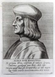 Aldus Manutius (1449-1515) (engraving) (b/w photo) | Obraz na stenu