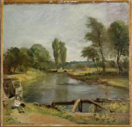 Flatford Lock, 1810-11 (oil on paper on canvas) | Obraz na stenu
