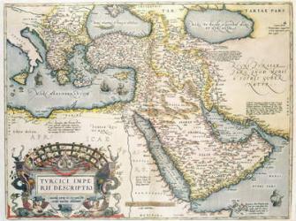 Map of the Middle East, from Theatrvm Orbis Terrarvm, 1570 (hand coloured engraving) | Obraz na stenu