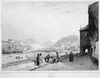 Salzburg, engraved by Bayot & Cuvilier, 1840 (litho) (b/w photo) | Obraz na stenu