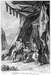 Brutus and Cassius in Brutus's Tent, Act IV Scene iii from 'Julius Caesar' by William Shakespeare (1564-1616) engraved by Hubert Gravelot (1699-1773) (engraving) (b/w photo) | Obraz na stenu