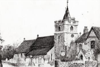 Brighstone Church I.O.W., 2008, (ink on paper) | Obraz na stenu