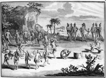 Sacrifice that the Floridians make to the Sun of their first born, illustration from 'Bernard Picart's illustrated survey of religious practices around the world' published 1789 (engraving) | Obraz na stenu