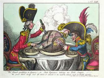 The Plum Pudding in Danger, 1805 (coloured engraving) (see also 152999) | Obraz na stenu