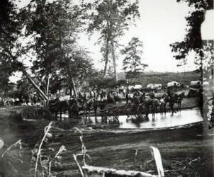 Federal battery fording a tributary of the river Rappahannock on battle day, Cedar Mountain, Virginia, August 9th, 1862 (b/w photo) | Obraz na stenu