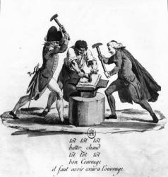 The Three Orders, forging the New Constitution on an Anvil, 1789 (engraving) (b/w photo) | Obraz na stenu