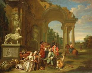 A Hunting party in classical ruins | Obraz na stenu