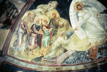 Anastasis in the Parecclesian apse vault, 1310-20 (fresco) | Obraz na stenu