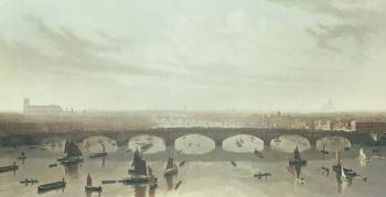 View of the Bridge now building over the Thames at Vauxhall, 1820 (colour litho) | Obraz na stenu