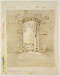 Entrance Gate to the Royal School in Meissen (pencil and w/c on paper) | Obraz na stenu