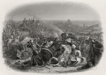 The Battle of Meeanee, 1843, engraved by C.H. Jeens (1827-79) (engraving) | Obraz na stenu