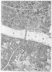 A Map of Old London Bridge, London, 1746 (engraving) | Obraz na stenu