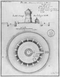 Belle Isle en Mer, plan and elevation of the tower of Houat, 1745 (pen & ink & w:c on paper) | Obraz na stenu