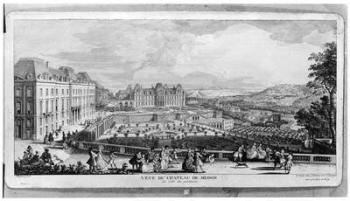 View of Chateau de Meudon (engraving) (b/w photo) | Obraz na stenu