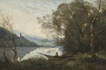 The Moored Boatman: Souvenir of an Italian Lake, 1861 (oil on canvas) | Obraz na stenu