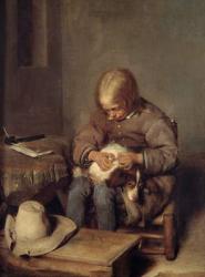 The Flea-Catcher (Boy with his Dog) c.1655 (oil on canvas) | Obraz na stenu